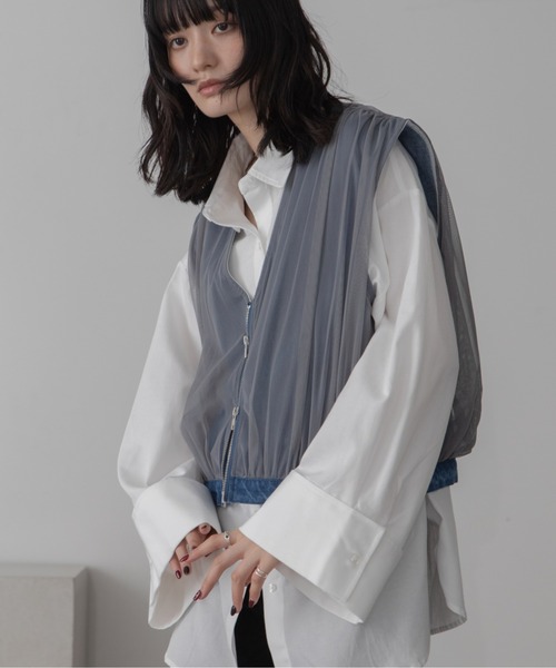 VACANCY（ヴァカンシー）の「チュールドッキングデニムZIPベスト（ベスト・レディース・ブラック/ブルー・FREE）」の13枚目の写真