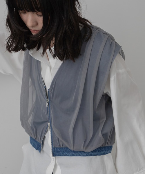 VACANCY（ヴァカンシー）の「チュールドッキングデニムZIPベスト（ベスト・レディース・ブラック/ブルー・FREE）」の14枚目の写真