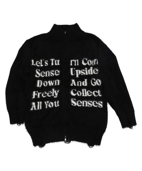 SPIRALGIRL（スパイラルガール）の「ロゴシャギーZIPニット（ニット/セーター・レディース・グレー/ブラック/ホワイト・FREE）」の9枚目の写真