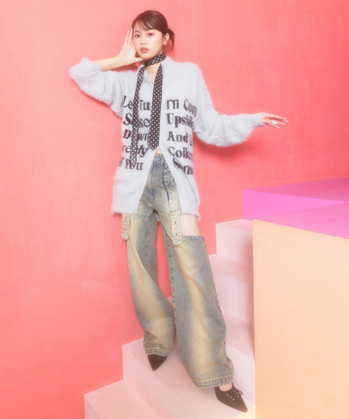 SPIRALGIRL（スパイラルガール）の「ロゴシャギーZIPニット（ニット/セーター・レディース・グレー/ブラック/ホワイト・FREE）」の10枚目の写真