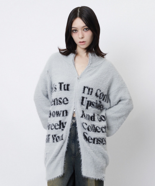 SPIRALGIRL（スパイラルガール）の「ロゴシャギーZIPニット（ニット/セーター・レディース・グレー/ブラック/ホワイト・FREE）」の19枚目の写真