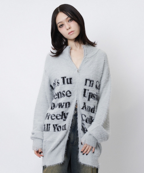 SPIRALGIRL（スパイラルガール）の「ロゴシャギーZIPニット（ニット/セーター・レディース・グレー/ブラック/ホワイト・FREE）」の20枚目の写真