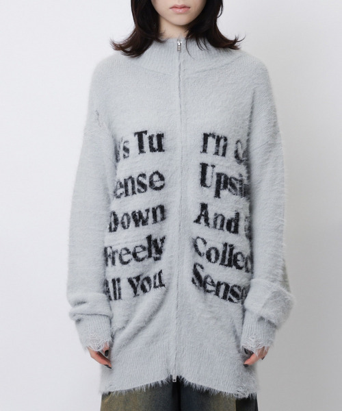 SPIRALGIRL（スパイラルガール）の「ロゴシャギーZIPニット（ニット/セーター・レディース・グレー/ブラック/ホワイト・FREE）」の21枚目の写真