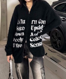 SPIRALGIRL | ロゴシャギーZIPニット(ニット/セーター)