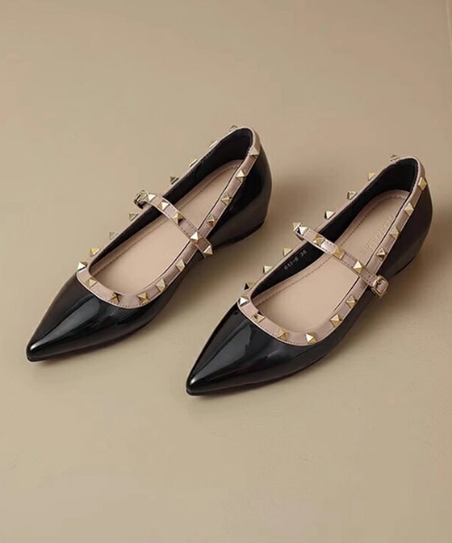 【美品】ペリーコ アニマ フラットパンプス ポインテッドトゥ 36 スタッズ 美品】ペリーコ アニマ フラットパンプス ポインテッドトゥ 36