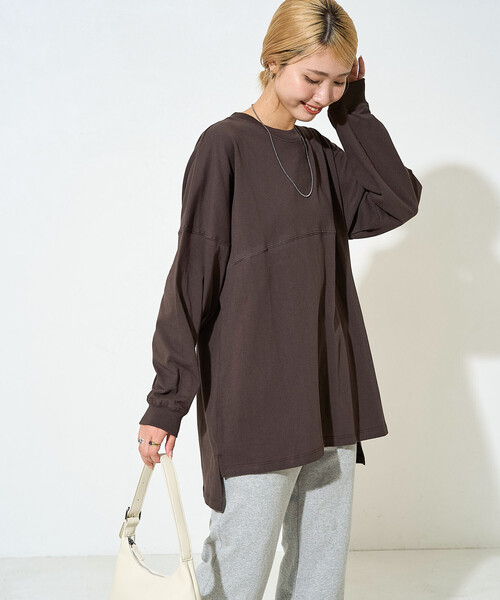 FREAK'S STORE（フリークスストア）の「限定展開　フットボール ロングスリーブ Tシャツ（Tシャツ/カットソー・レディース・ピンク/ブラック/オフホワイト/ブラウン/杢グレー/ブルー・ﾌﾘ-）」の4枚目の写真