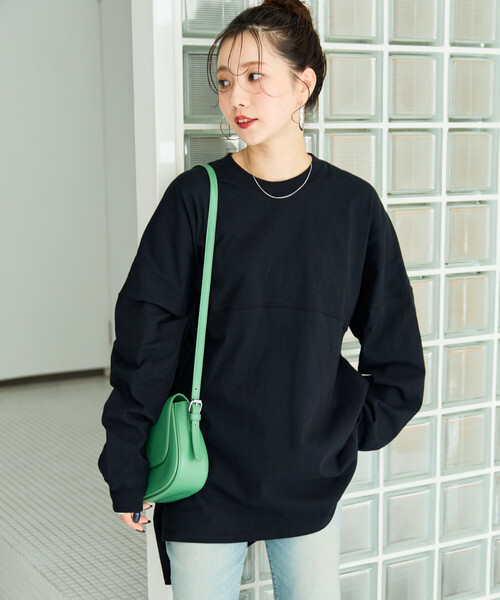 FREAK'S STORE（フリークスストア）の「限定展開　フットボール ロングスリーブ Tシャツ（Tシャツ/カットソー・レディース・ピンク/ブラック/オフホワイト/ブラウン/杢グレー/ブルー・ﾌﾘ-）」の9枚目の写真