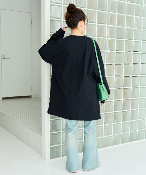 FREAK'S STORE（フリークスストア）の「限定展開　フットボール ロングスリーブ Tシャツ（Tシャツ/カットソー・レディース・ピンク/ブラック/オフホワイト/ブラウン/杢グレー/ブルー・ﾌﾘ-）」の12枚目の写真