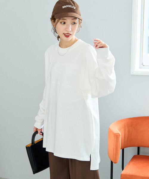 FREAK'S STORE（フリークスストア）の「限定展開　フットボール ロングスリーブ Tシャツ（Tシャツ/カットソー・レディース・ピンク/ブラック/オフホワイト/ブラウン/杢グレー/ブルー・ﾌﾘ-）」の22枚目の写真