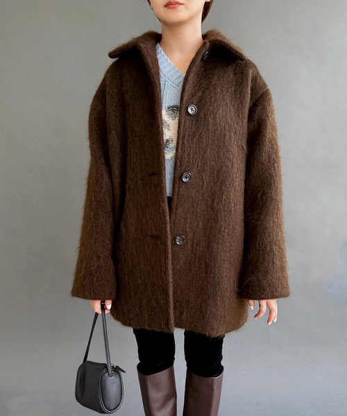 shaggy coat 2024年　ネイビー　EDIT FOR LULU 追加》シャギーコート（その他アウター）｜EDIT. FOR LULU（エディット