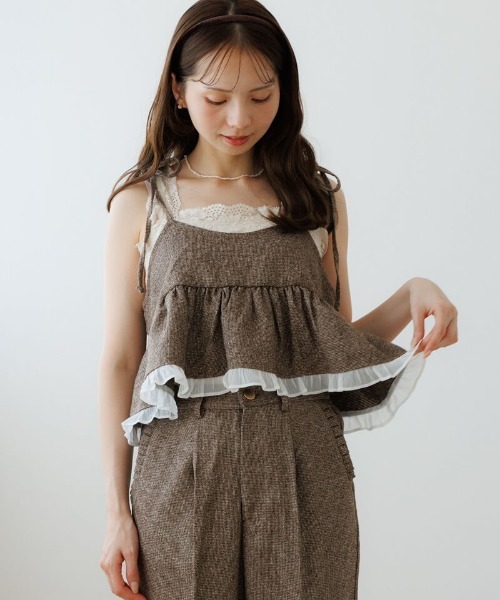 flower（フラワー）の「カームチェックビスチェ（キャミソール・レディース・ブラック/ブラウン・FREE）」の2枚目の写真