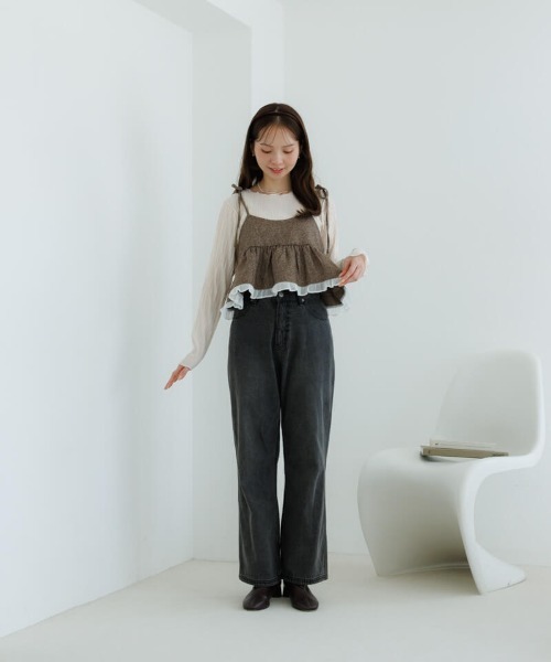 flower（フラワー）の「カームチェックビスチェ（キャミソール・レディース・ブラック/ブラウン・FREE）」の10枚目の写真