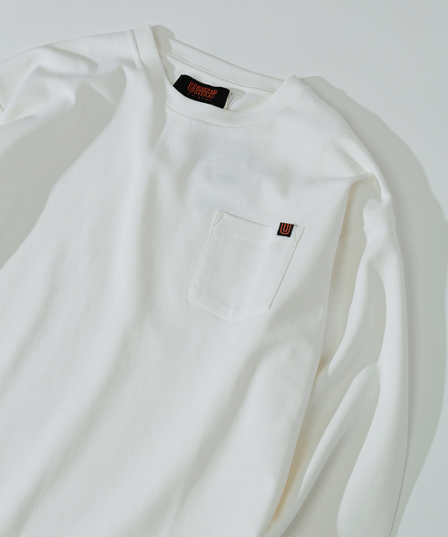 JOURNAL STANDARD relume（ジャーナルスタンダード　レリューム）の「UNIVERSAL OVERALL / ユニバーサル オーバーオール 別注 ポンチ ロンT（Tシャツ/カットソー・メンズ・チャコールグレー/レンガ/ホワイト・MEDIUM/LARGE）」の17枚目の写真