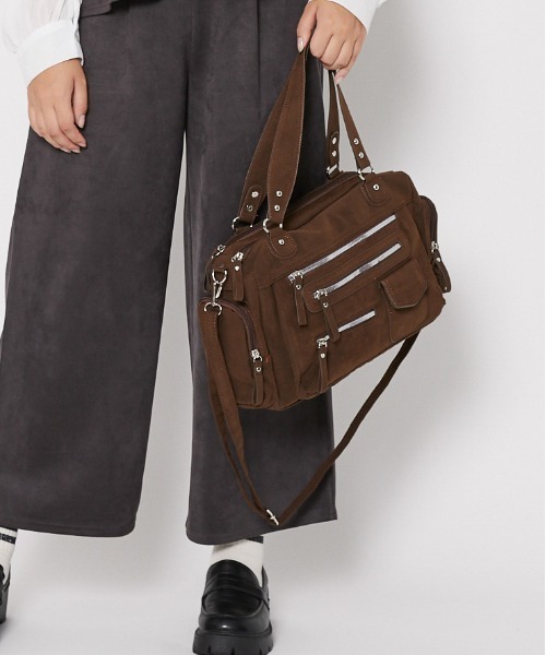 GORGE（ゴージ）の「《大容量×多収納◎》ショルダー＆ハンド 2WAY 多ポケット トートバッグ（ハンドバッグ・レディース・ブラウン/キャメル/ブラック・F）」の7枚目の写真
