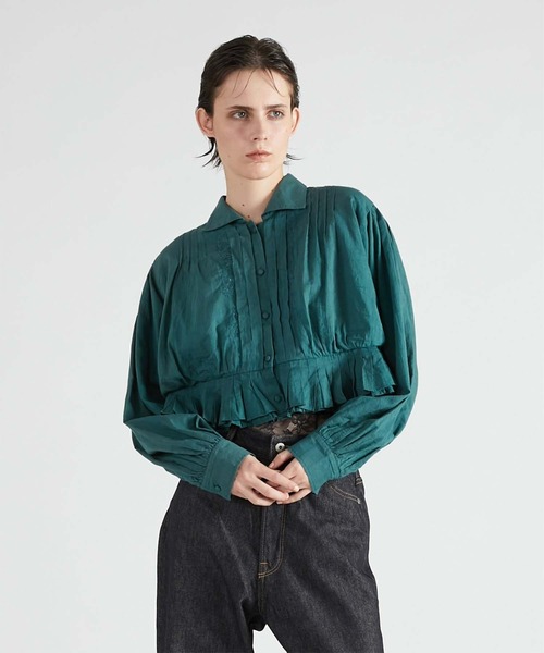 crinkle crinkle crinkle(クリンクルクリンクルクリンクル)の「【crinkle crinkle crinkle】cord embroidery blouse/コード刺繍ブラウス(Tシャツ/カットソー・レディース・ブラック/グリーン・FREE)」の2枚目の写真