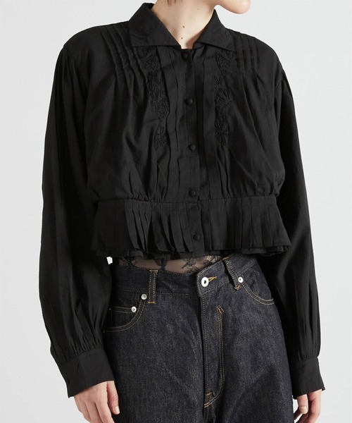 crinkle crinkle crinkle（クリンクルクリンクルクリンクル）の「【crinkle crinkle crinkle】cord embroidery blouse/コード刺繍ブラウス（Tシャツ/カットソー・レディース・ブラック・FREE）」の6枚目の写真