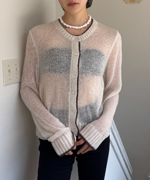 シアーモヘアバイカラーカーデ（カーディガン/ボレロ）｜FUULLY STUDIO