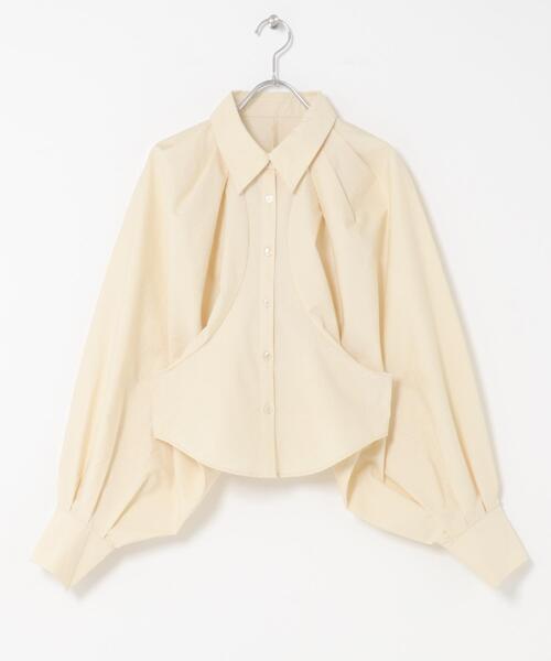 KBF(ケイビーエフ)の「ボリュームスリーブクロップドシャツ(シャツ/ブラウス・レディース・グリーン系その他/ブラウン系その他/ライトベージュ・ONE)」の11枚目の写真