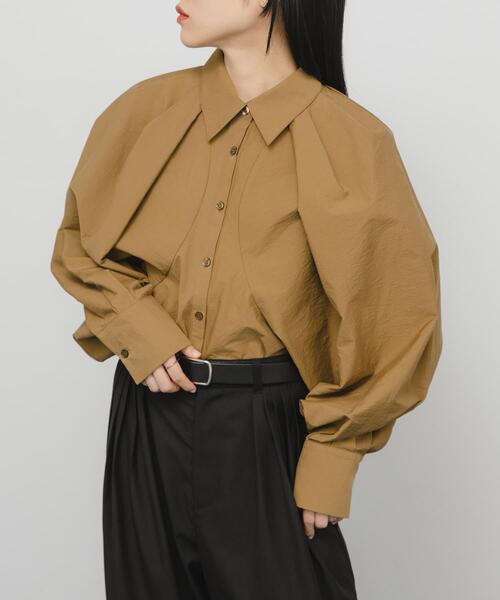 KBF(ケイビーエフ)の「ボリュームスリーブクロップドシャツ(シャツ/ブラウス・レディース・グリーン系その他/ブラウン系その他/ライトベージュ・ONE)」の13枚目の写真