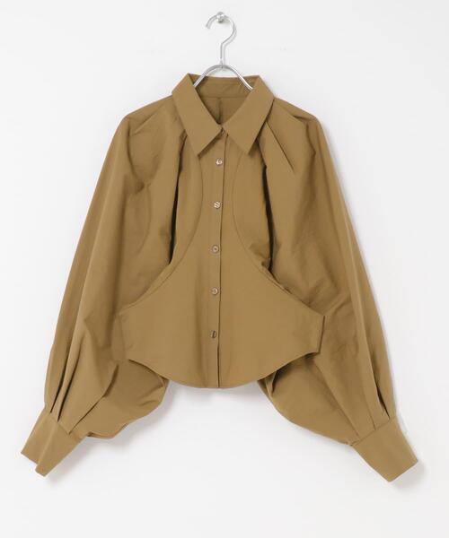 KBF(ケイビーエフ)の「ボリュームスリーブクロップドシャツ(シャツ/ブラウス・レディース・グリーン系その他/ブラウン系その他/ライトベージュ・ONE)」の20枚目の写真