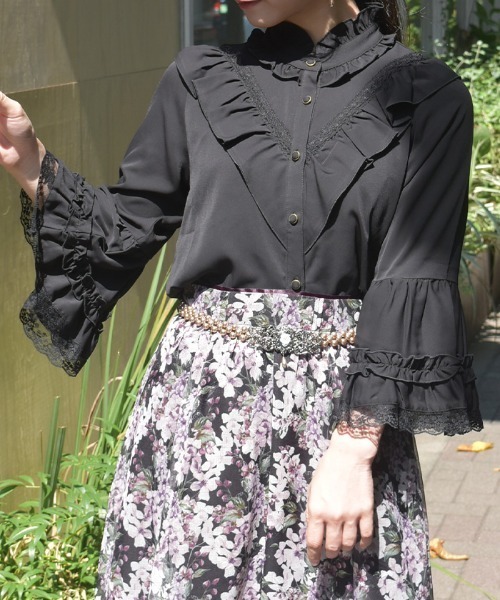 axes femme(アクシーズファム)の「姫袖風フレア袖ブラウス(シャツ/ブラウス・レディース・ワイン/ブラック/ホワイト・FREE)」の3枚目の写真