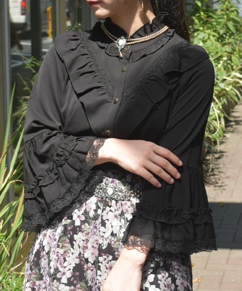 axes femme(アクシーズファム)の「姫袖風フレア袖ブラウス(シャツ/ブラウス・レディース・ワイン/ブラック/ホワイト・FREE)」の8枚目の写真