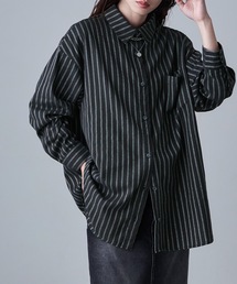 ストライプコットンオーバーシャツ