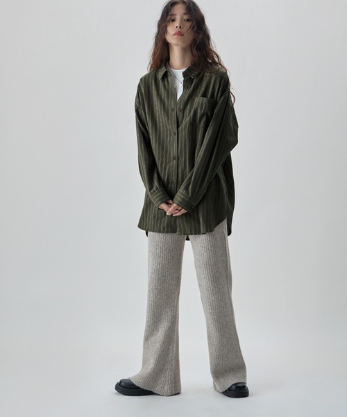 etoll.(エトル)の「ストライプコットンオーバーシャツ(シャツ/ブラウス・レディース・ブラック/ベージュ/カーキ・M)」の15枚目の写真