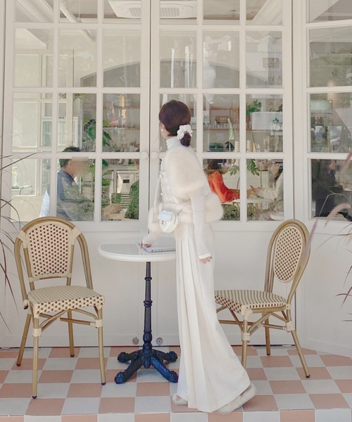 LAFFMO（ラフモ）の「タック入りフレアスラックス（スラックス・レディース・ブラック/ネイビー/オフホワイト/キャメル・M/L）」の15枚目の写真