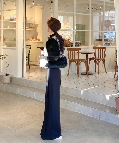 LAFFMO（ラフモ）の「タック入りフレアスラックス（スラックス・レディース・ブラック/ネイビー/オフホワイト/キャメル・M/L）」の14枚目の写真