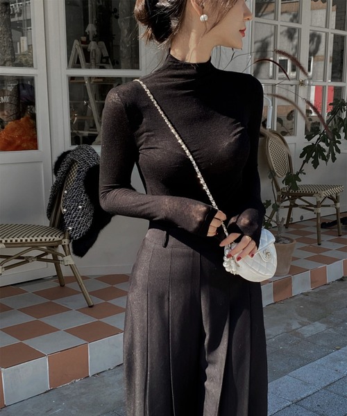 LAFFMO（ラフモ）の「タック入りフレアスラックス（スラックス・レディース・ブラック/ネイビー/オフホワイト/キャメル・M/L）」の11枚目の写真