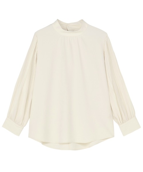 TOKYO SHIRTS（トウキョウシャツ）の「ストレッチジョーゼット 袖プリーツ ハイネック ブラウス（シャツ/ブラウス・レディース・オフホワイト/チャコール・M/L）」の2枚目の写真