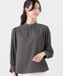 TOKYO SHIRTS | ストレッチジョーゼット 袖プリーツ ハイネック ブラウス(シャツ/ブラウス)