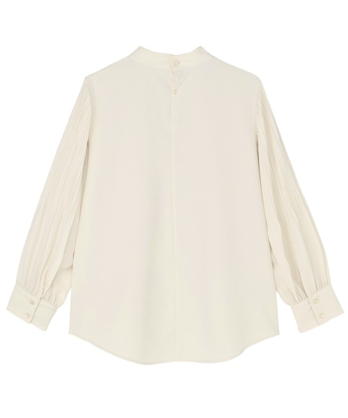 TOKYO SHIRTS（トウキョウシャツ）の「ストレッチジョーゼット 袖プリーツ ハイネック ブラウス（シャツ/ブラウス・レディース・オフホワイト/チャコール・M/L）」の4枚目の写真