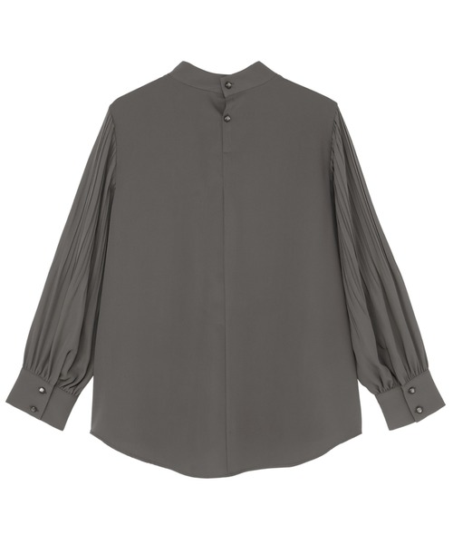 TOKYO SHIRTS（トウキョウシャツ）の「ストレッチジョーゼット 袖プリーツ ハイネック ブラウス（シャツ/ブラウス・レディース・オフホワイト/チャコール・M/L）」の11枚目の写真