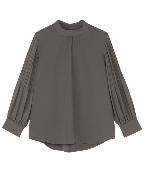 TOKYO SHIRTS（トウキョウシャツ）の「ストレッチジョーゼット 袖プリーツ ハイネック ブラウス（シャツ/ブラウス・レディース・オフホワイト/チャコール・M/L）」の10枚目の写真