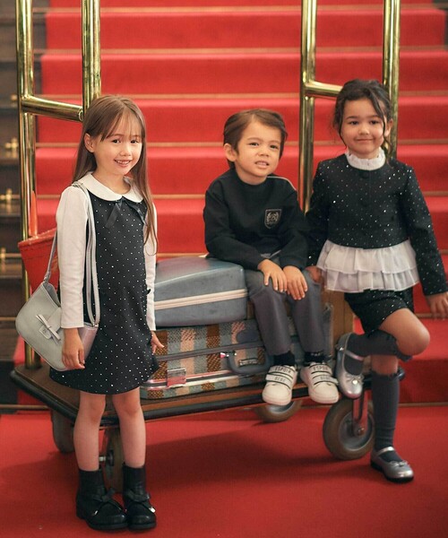 BeBe（ベベ）の「【お揃い】エトワールシャイニードットクロップドジャケット（ノーカラージャケット・キッズ・ブラック・150cm/120cm/130cm/140cm）」の8枚目の写真