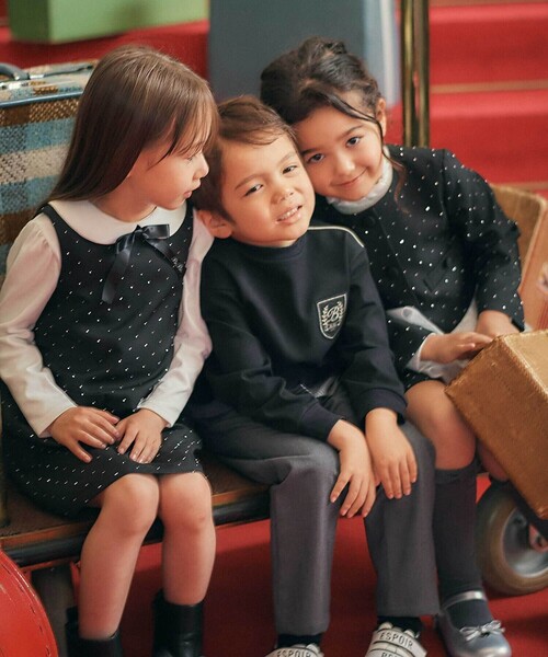 BeBe（ベベ）の「【お揃い】エトワールシャイニードットクロップドジャケット（ノーカラージャケット・キッズ・ブラック・150cm/120cm/130cm/140cm）」の9枚目の写真