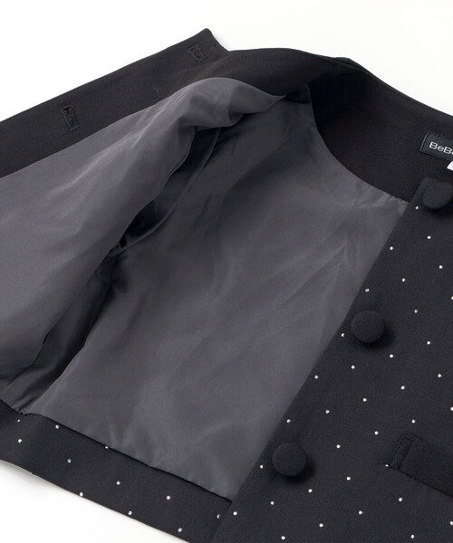 BeBe（ベベ）の「【お揃い】エトワールシャイニードットクロップドジャケット（ノーカラージャケット・キッズ・ブラック・150cm/120cm/130cm/140cm）」の16枚目の写真