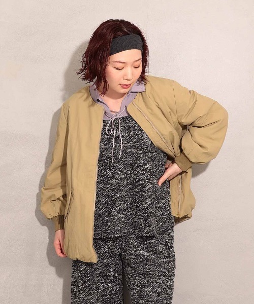 L～5L 大きいサイズ】ナイロンバックギャザーライト中綿ブルゾン