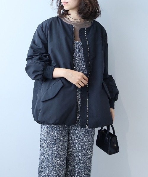 L～5L 大きいサイズ】ナイロンバックギャザーライト中綿ブルゾン