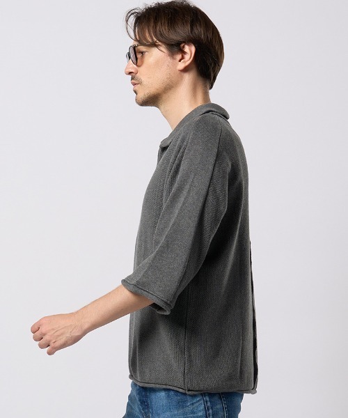 wjk（ダヴルジェイケイ）の「mhs2428- comfy skipper polo H-S スキッパーポロシャツ(6888　kn30h)（ポロシャツ・メンズ・ブラック/ベージュ/チャコール・S/M/L/XL）」の8枚目の写真