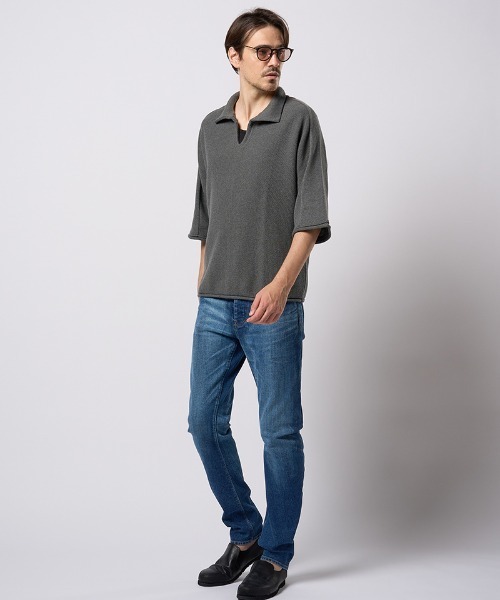 wjk（ダヴルジェイケイ）の「mhs2428- comfy skipper polo H-S スキッパーポロシャツ(6888　kn30h)（ポロシャツ・メンズ・ブラック/ベージュ/チャコール・S/M/L/XL）」の10枚目の写真