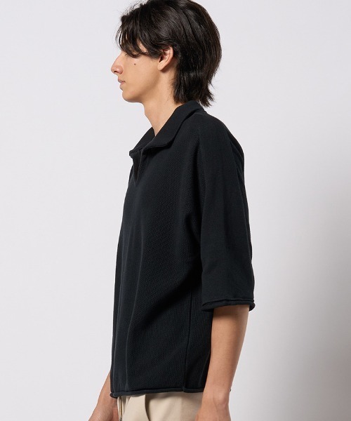 wjk（ダヴルジェイケイ）の「mhs2428- comfy skipper polo H-S スキッパーポロシャツ(6888　kn30h)（ポロシャツ・メンズ・ブラック/ベージュ/チャコール・S/M/L/XL）」の12枚目の写真