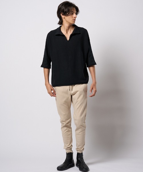 wjk（ダヴルジェイケイ）の「mhs2428- comfy skipper polo H-S スキッパーポロシャツ(6888　kn30h)（ポロシャツ・メンズ・ブラック/ベージュ/チャコール・S/M/L/XL）」の14枚目の写真
