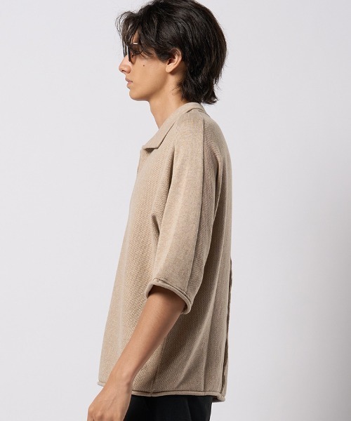 wjk（ダヴルジェイケイ）の「mhs2428- comfy skipper polo H-S スキッパーポロシャツ(6888　kn30h)（ポロシャツ・メンズ・ブラック/ベージュ/チャコール・S/M/L/XL）」の16枚目の写真