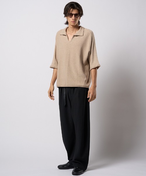 wjk（ダヴルジェイケイ）の「mhs2428- comfy skipper polo H-S スキッパーポロシャツ(6888　kn30h)（ポロシャツ・メンズ・ブラック/ベージュ/チャコール・S/M/L/XL）」の18枚目の写真