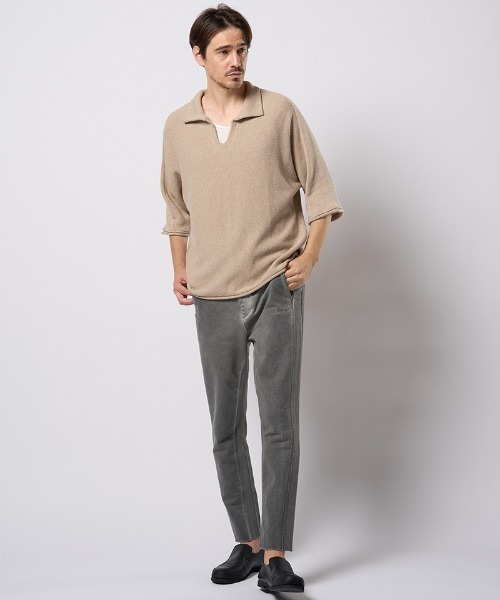 wjk（ダヴルジェイケイ）の「mhs2428- comfy skipper polo H-S スキッパーポロシャツ(6888　kn30h)（ポロシャツ・メンズ・ブラック/ベージュ/チャコール・S/M/L/XL）」の21枚目の写真