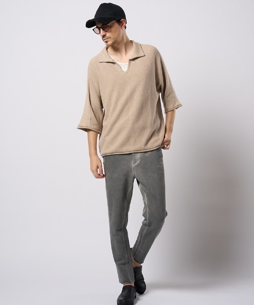 wjk（ダヴルジェイケイ）の「mhs2428- comfy skipper polo H-S スキッパーポロシャツ(6888　kn30h)（ポロシャツ・メンズ・ブラック/ベージュ/チャコール・S/M/L/XL）」の22枚目の写真
