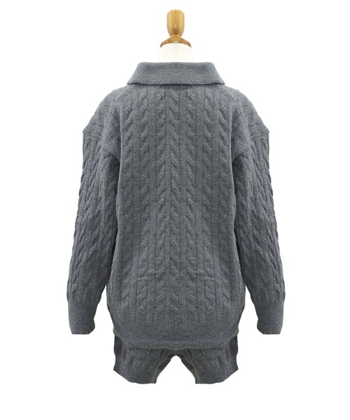 DAY CLOSET(デイ クローゼット)の「【セットアップ】長袖ケーブル編みスキッパーニットトップス+リブショートパンツ 上下2点セット レディース(ニット/セーター・レディース・ホワイト/グレー/ブラック・FREE)」の17枚目の写真